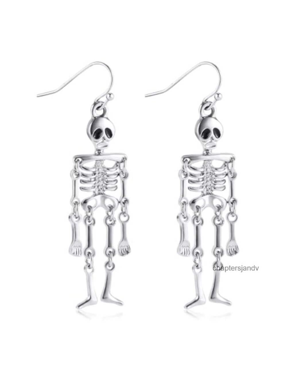 Skeleton Dangle Earrings Silver Skull Halloween Jewelry for Women
